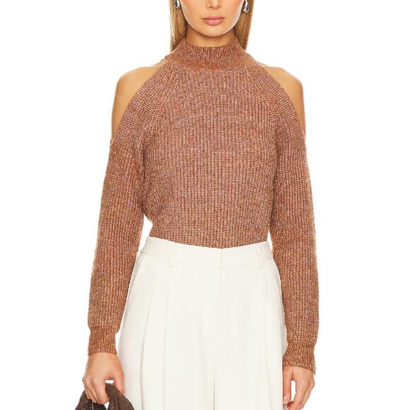 New ~ ASTR the LABEL ~ Women's Tan Cold Shoulder Sleeve Pullover Sweater Size XL - Picture 1 of 8